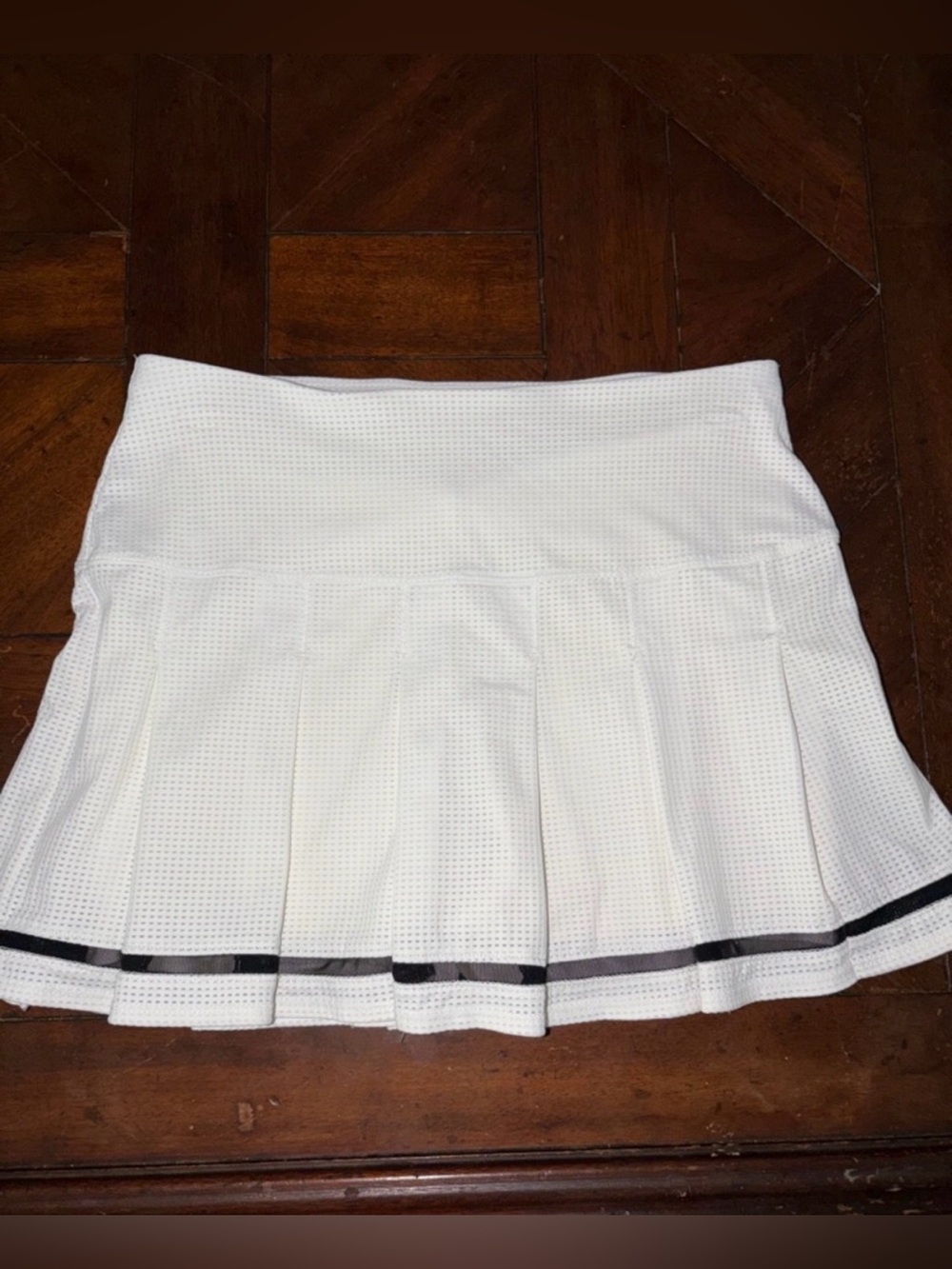 Lucky in Love White Pleated Tennis Skirt with Black Trim Small
